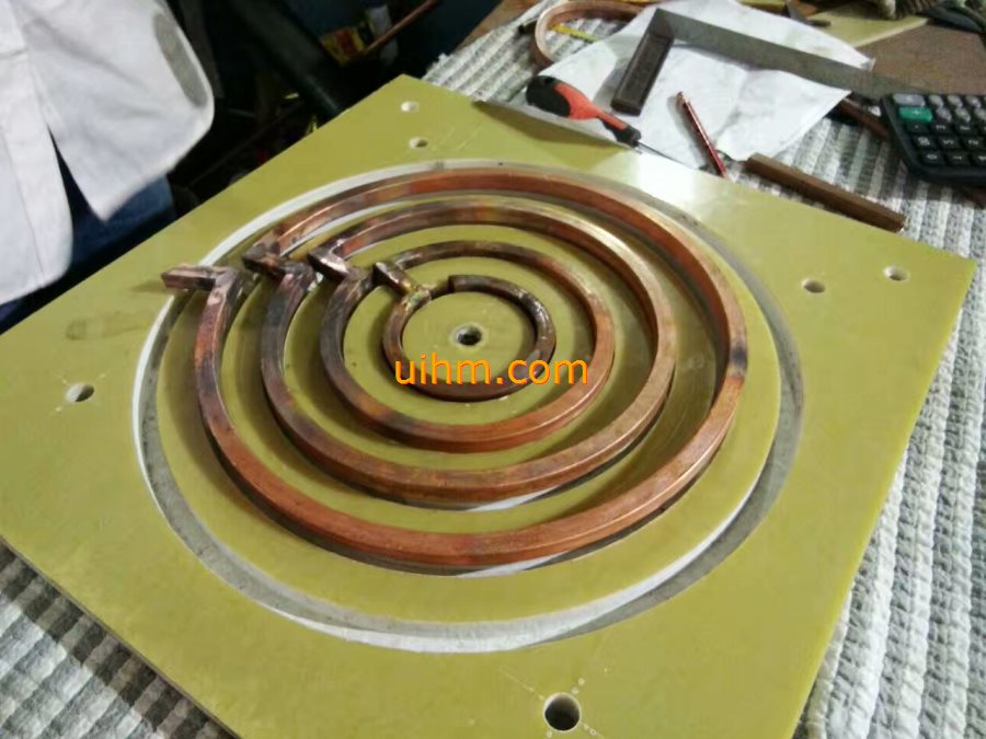 pancake induction coil for heating surface of steel plate