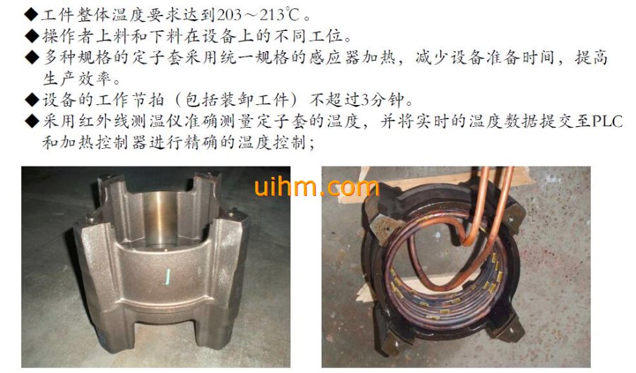 induction shrink fitting stator frame by heating interior side